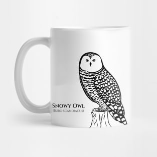 Snowy Owl with Common and Latin Names - hand drawn owl design Mug